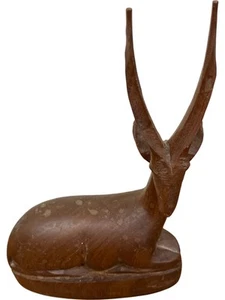 Wooden Antelope Figurine Handcrafted Ornament 6 Inches High - Picture 1 of 5