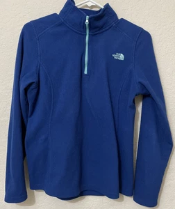 The North Face Women's Pullover Size Medium 1/4 Zip Fleece Blue Long Sleeve - Picture 1 of 6