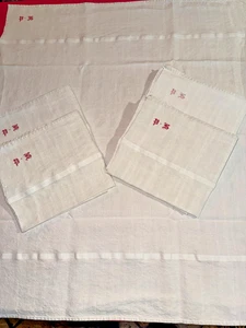 5 torchons anciens pur lin liteaux blancs    83 cm x 70 cm, réf T226 - Picture 1 of 5