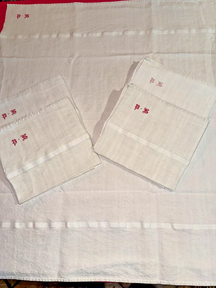 5 torchons anciens pur lin liteaux blancs    83 cm x 70 cm, réf T226 - Photo 1/4