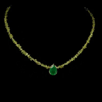 Collar de plata de ley 925 pera aventurina 13x9 mm peridoto piedras preciosas joyería 17 Foto 1 de 4