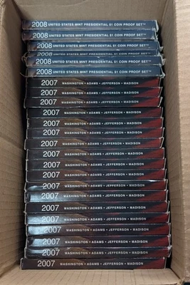 Lot of 24 ~ 2007 & 2008 US Mint Presidential Dollar Coin Proof Sets $1 Box & COA - Image 1 of 4
