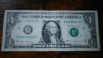 2017 系列 1 美元生日钞票 4 月 13,2025 B20250413D 状况良好! — 第 1/2 张图片