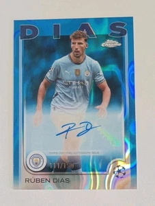 Ruben Dias Auto Blue Wave Topps Chrome /150 2024/25 CA-RD Signed Card - Picture 1 of 7