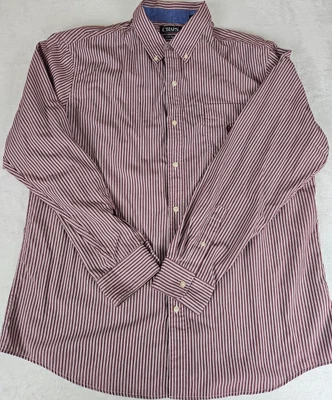 Camisa de vestir Chaps XL para hombre mezcla de algodón patrón de rayas rojas cuello abotonado Foto 1 de 4