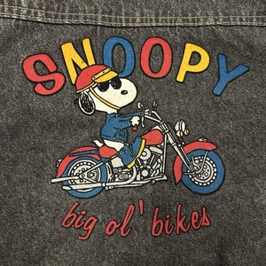 70s Youth Snoopy Biker Denim jacket - Picture 1 of 9