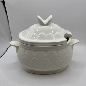 VINTAGE WEISSE KERAMIK SAUCIERE MINI SUPPENTERRINE STIL HERGESTELLT IN JAPAN - Bild 1 von 8