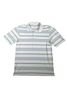 Nike Golf Poloshirt Herren Medium weiß blau Streifen Swoosh Logo Golfer Fit Dry - Bild 1 von 6