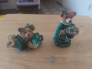 2 Irish Lucky Bears Figurines - Picture 1 of 9
