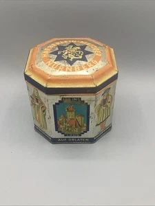 Nurnberg Haeberlein Metzger German Cookie Tin 5x4" Octagon People Places Images - Picture 1 of 7