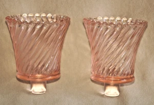 Pair of HOMCO Home Interiors ~ Peg Votive Candle Holders ~ Swirl PINK Glass - Imagen 1 de 3