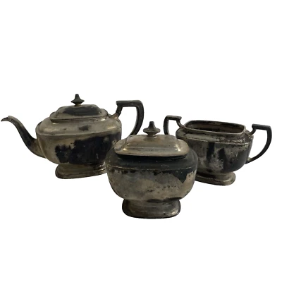 Винтажный набор из 3 блюд из тростника и бартона для жуткого Хэллоуина чаепития реквизит декор - Изображение 1 из 4