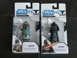 Juego de 2 llaveros Star Wars Stack-Ems diversión básica 2008 Darth Vader Boba Fett - Imagen 1 de 8