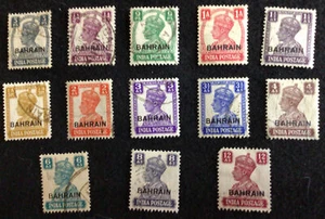 Bahrain Surcharge 1942/5 Set of 13 Definitives F/VF SG 38/50 cat £110 in 2018. - Picture 1 of 3