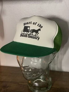 Vintage Heart Of The Dutch Country Double SnapBack White And Green Hat - Picture 1 of 8