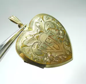 VINTAGE USN GRAVIERTES HERZ MEDAILLON GF GOLD GEFÜLLT CHARM ANHÄNGER - Bild 1 von 17