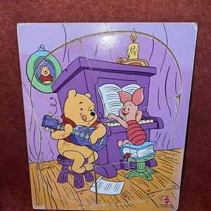 Vintage Mattel Winnie the Pooh Playing Guitar/Piglet Playing Piano Wooden Puzzle - Picture 1 of 12