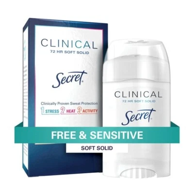 Secret Clinical Desodorante Libre y Sensible 72 HR Suave Sólido 1.6 OZ Nuevo Exp 04/26 Foto 1 de 4