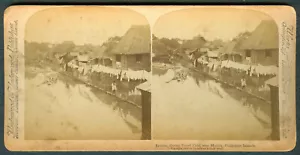 1900 Philippines ERMITA FLOOD TIDE Stereoview Card - Picture 1 of 3