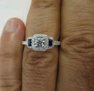 14K Gold Diamant & Saphir Verlobungsring TCW = 1,00 Karat F-VS2 Wert = 8.950 $ - Bild 1 von 14