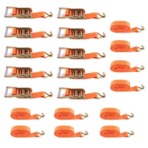 10x 6m 5000kg 5 ton Ratchet Strap Tie Down J Hook lorry lashing straps New - Imagen 1 de 12