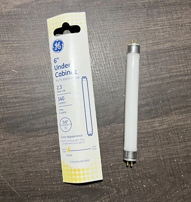 GE 6" Under Cabinet Fluorescent Bulb F4 T5 Warm White 140 Lumens 4W 0.6 - Image 1 of 4