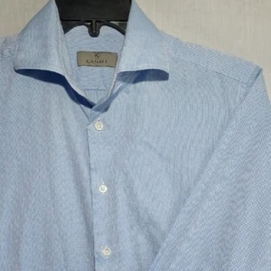 Camisa de vestir Canali 100 % algodón manga larga abotonada para hombre talla 15-38 - Imagen 1 de 7