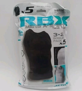 RBX Man's Size L - 5 Pack Ribbed White Cotton Tank Top T Shirts A Tank Top - Picture 1 of 5