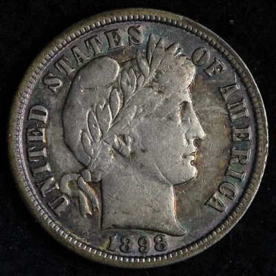 1898 Barber Silver Dime AU E319 JWCA - Image 1 of 2
