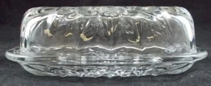Plato de mantequilla cubierto de vidrio transparente Anchor Hocking Crown Point cuarto de libra - Imagen 1 de 4