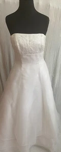 St Tropez Organza Beaded Empire Bodice Wedding Gown (White)- Size 10 - MSRP $900 - Picture 1 of 12