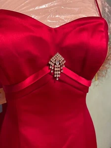 Bella Formals by Venus Red Prom Evening Bridesmaid's Dress size 10 Spaghetti Str - Picture 1 of 8