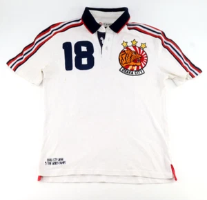 Iro Ochi White Navy Osaka City Japan 18 “Polo” Style Embroidery Mens Sz Small - Imagen 1 de 16