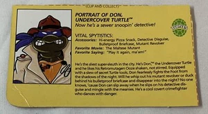Teenage Mutant Ninja Turtles Bio Karteikarte ~ PORTRAIT OF DON UNDERCOVER TURTLE - Bild 1 von 2