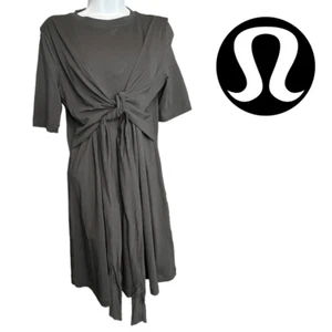 Lululemon Women's Short Sleeve Tie Wrap-Front T-Shirt Dress Black Size 6 - Picture 1 of 8