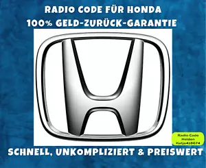 Honda Radio Code / Key Code Civic Jazz Accord Insight CRV Navigation Pilot - Bild 1 von 4