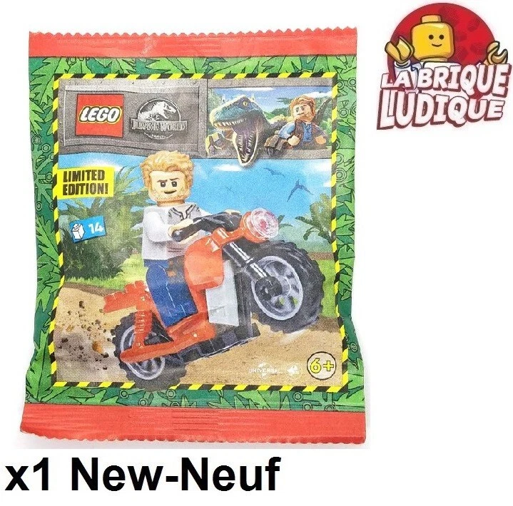 Lego Polybag Figurine Minifig Jurassic World Owen moto Motorcycle 122333 jw048 - Photo 1/1