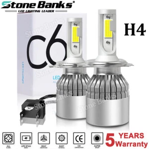 2x Kit de conversión de bombillas de faros LED H4 9003 HB2 6000K blanco alto bajo doble haz - Imagen 1 de 12