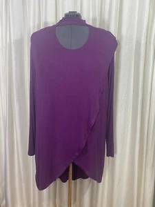 Ashley Stewart Blouse Purple Asymmetrical Swing Style Tunic New Plus Size 26/28 - Picture 1 of 10