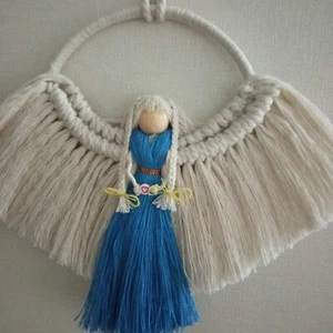 Macrame Angel Wall Decor NEW Tapestry Boho Hanging Home Woven Bohemian Handmade  - Picture 1 of 4