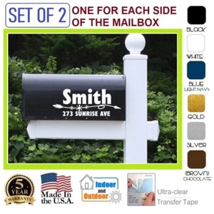 SET OF 2 CUSTOM PERSONALIZED VINYL MAILBOX NUMBERS NAME DECAL, (Model 22) - Picture 1 of 7