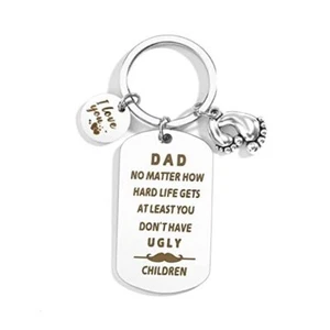 Father Gifts for Dad Keychain Engraved Birthday Gifts Stainless Steel Father1 - Picture 1 of 7