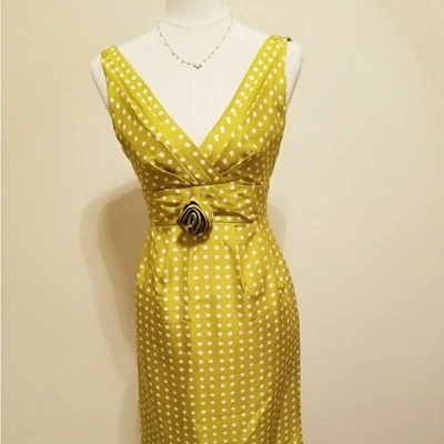 J. Vestido para mujer Crew de seda a lunares roseta femenina cóctel fiesta talla 2 Foto 1 de 4