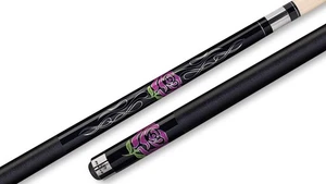 Players F-2770 Pool Cue – Black Rose Graphic, Silver Accents, Linen Wrap, 18–21 - Picture 1 of 3