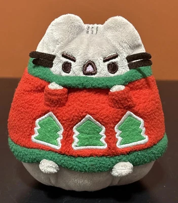 2017 Gund  5" Mini Angry Pusheen Cat Red Ugly Christmas Tree Holiday Sweater - Image 1 of 4