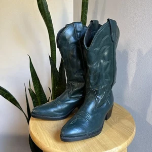 Vintage Capezio Spruce Green Cowboy Boots Children’s Size 13 - Picture 1 of 8