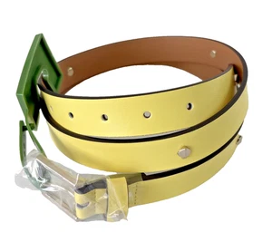 Neu mit Etikett Kate Spade echte Nieten Spaten Ledergürtel Sunnyside gelb Gr. XL - Bild 1 von 8