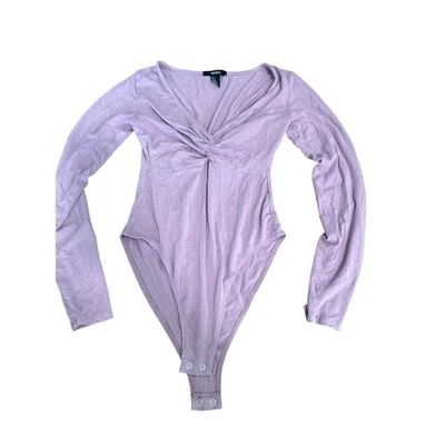 Forever 21 Body Top Manga Larga Torcido Frontal Cuello en V Malva Informal Elegante Talla S Foto 1 de 4