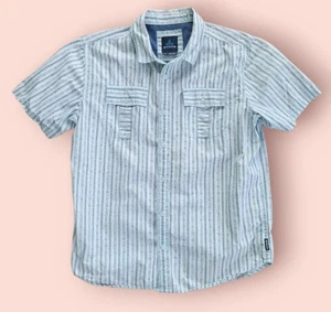 Prana Hemd Herren Größe Large Knopfleiste Kurzarm hellblau gestreift M1TORR115 - Bild 1 von 10