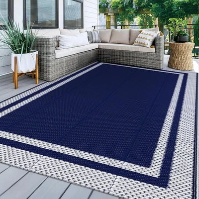 Outdoor Waterproof Rug 5x8ft – Reversible Patio, Picnic, RV & Camping Mat - Image 1 of 4